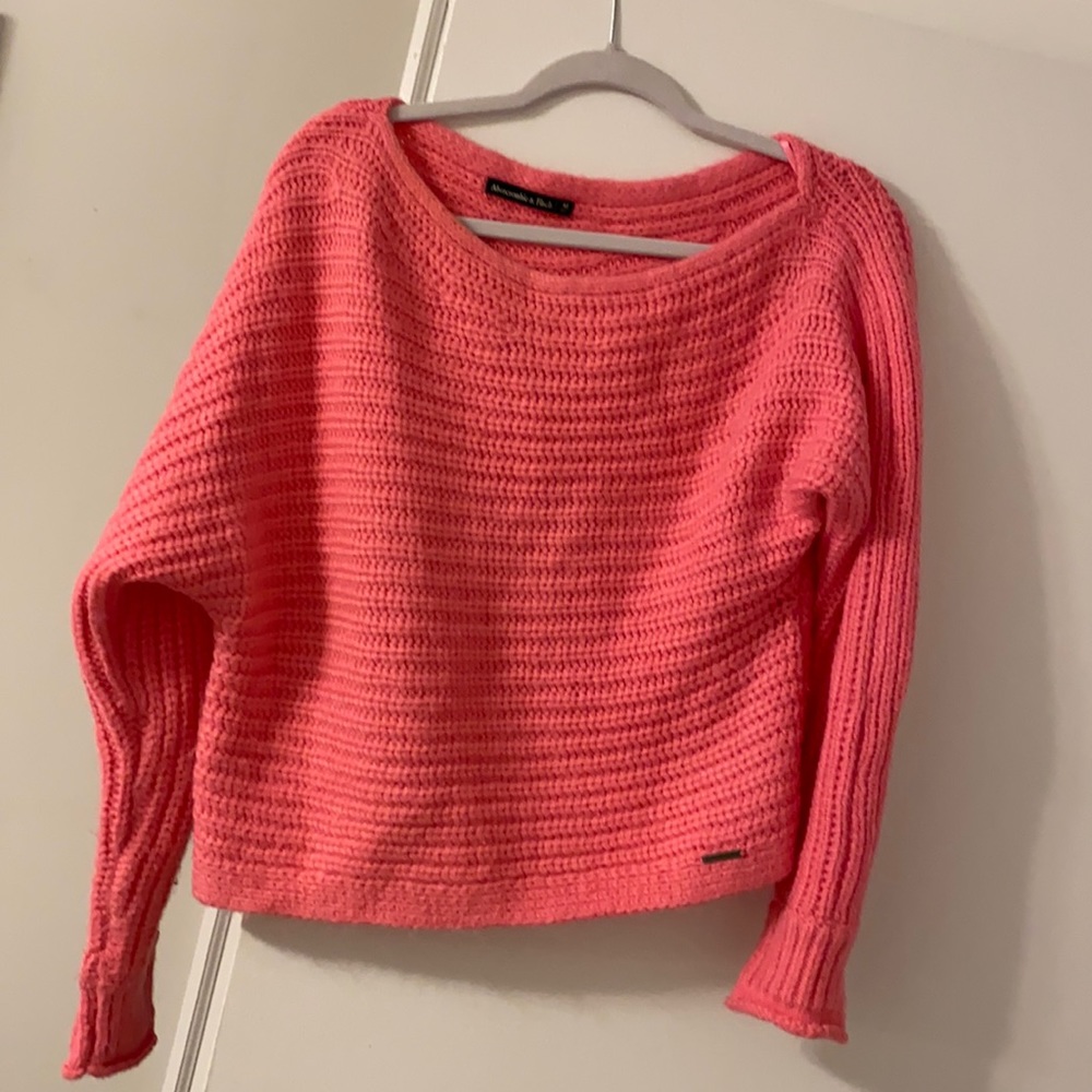 Pink off the shoulder Abercrombie sweater